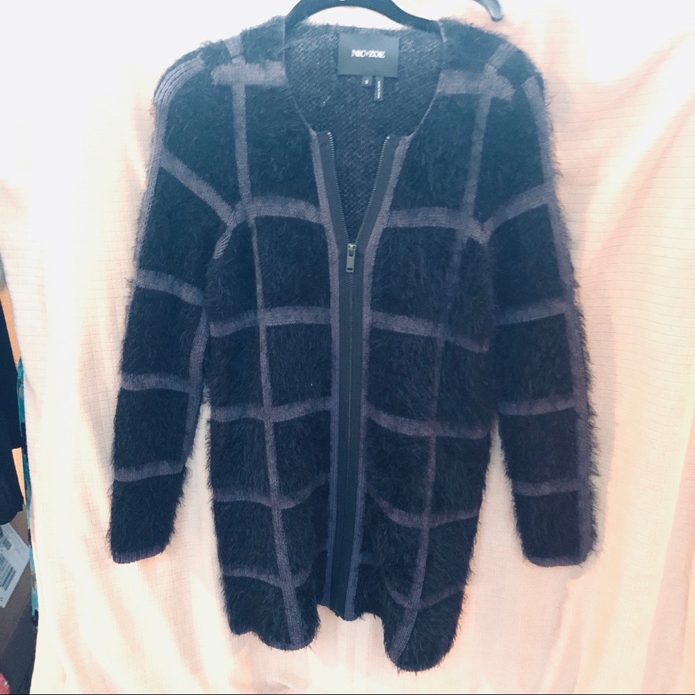 Nic+Zoe Eyelash Fringe Zippered Jacket EUC